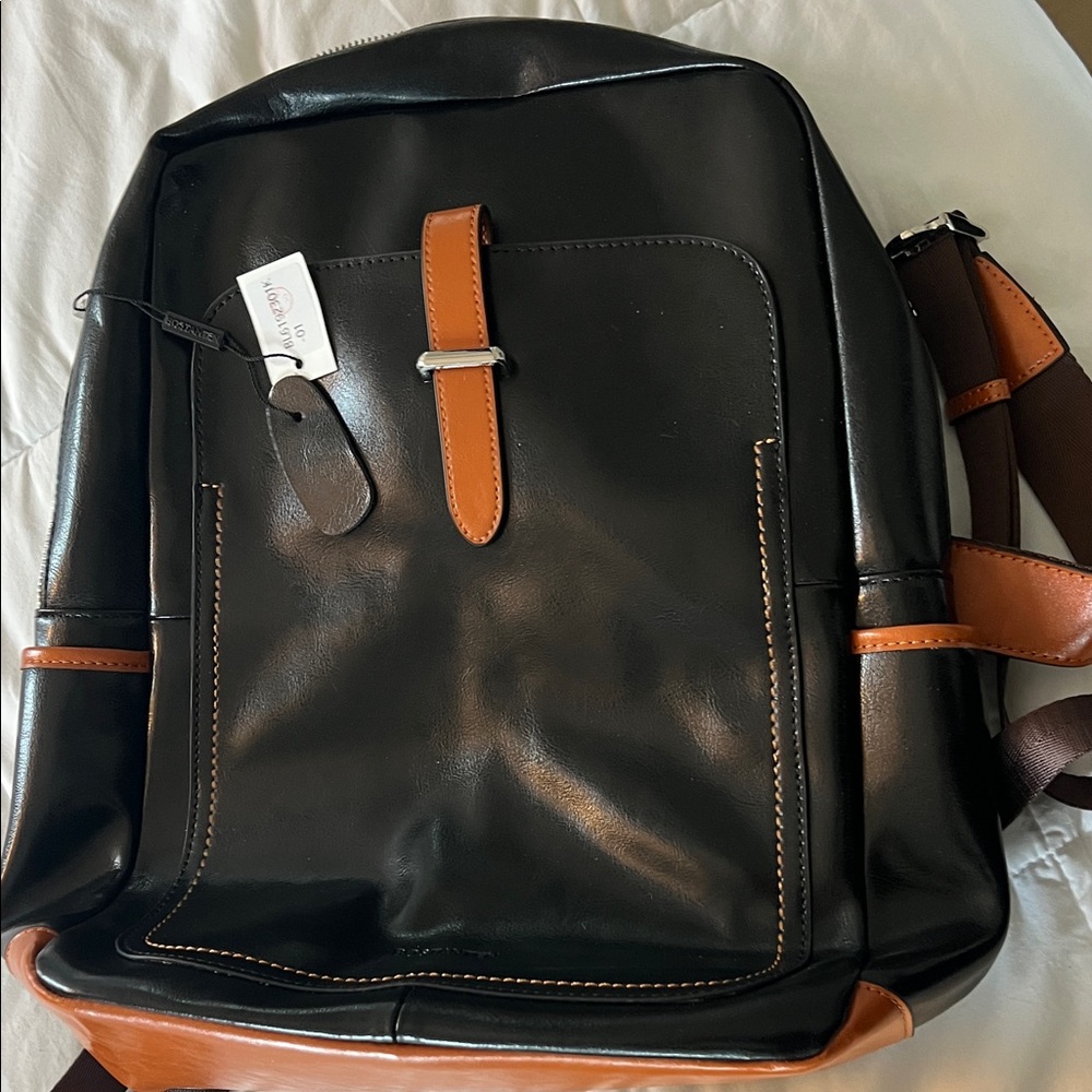 Bostonian Black and Brown Leather Women's Backpack BRAND NEW WITH TAGS